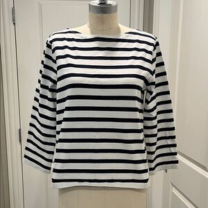 J. Crew Black and White Striped Long Sleeve Top